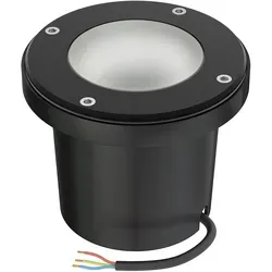 ledscom.de Bodeneinbauleuchte BOFU für außen, IP67, schwenkbar, schwarz, rund, 150mm Ø, 1x GU10 max. 15W, Milchglas