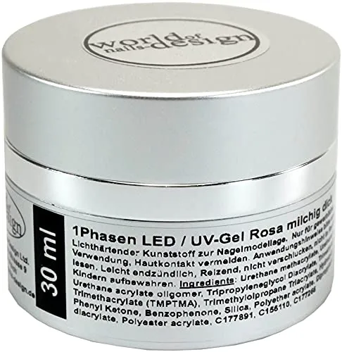 UV-Gel 1 Phasen milky rosé, milchig rosa, Babyboomer Look, Premium Edition 1er Pack (1 x 30ml)