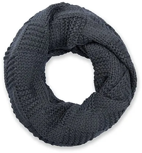 styleBREAKER Strick Loop Schal mit Patentmuster, Uni Feinstrick Schlauchschal, Winter Strickschal, Unisex 01018152, Dunkelgrau, One Size