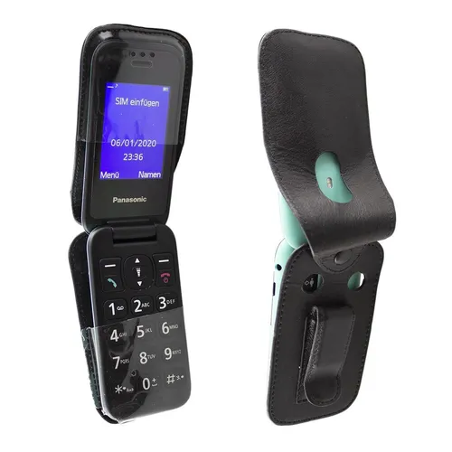 caseroxx Handy Hülle Ledertasche mit Gürtelclip für Panasonic KX-TU400 aus Echtl
