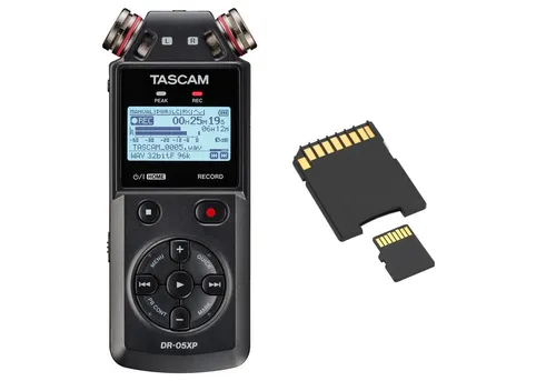 Tascam DR-05XP Audio-Recorder mit SD-Karte - Digitales Aufnahmegerät für Musiker, Journalisten und Podcaster, inkl. SD-Karte. Vielseitig einsetzbar, kompaktes Design und einfache Bedienung.