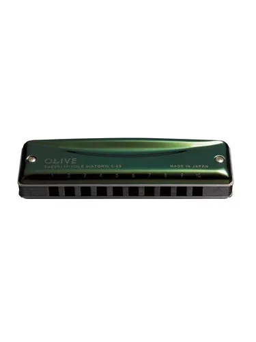 Suzuki Olive Diatonic Harmonica in C - Hochwertige Mundharmonika mit langlebigem Olive-Finish, perfekte Biegetechnik und klarer Ton, hergestellt in Japan