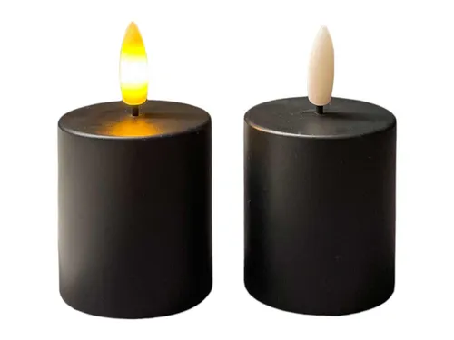 Coen Bakker Deco BV LED-Kerze Votive Candles (Set, 2-tlg), schwarz 3D Flamme 6/18h Timer 4,5x8cm