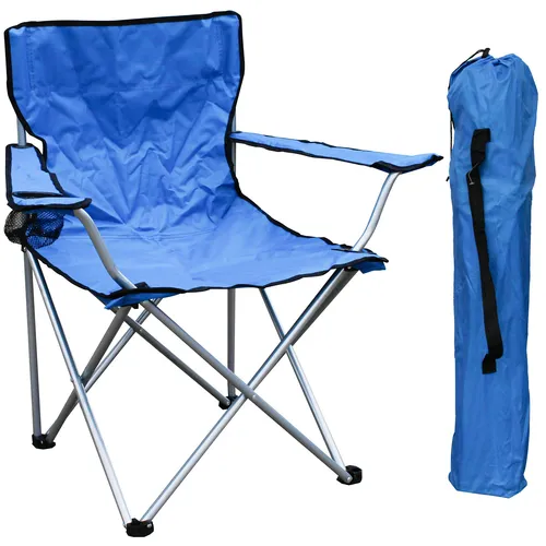 Campingstuhl Faltstuhl Anglerstuhl Blau Getränkehalter + Tasche belastbar 120kg