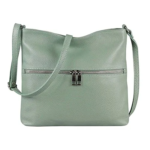 OBC Damen Leder Tasche Crossbody Schultertasche City Bag Crossover Umhängetasche Clutch Ledertasche Damentasche (Mint 28x26x2 cm)