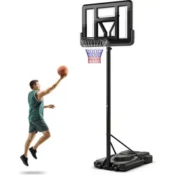 COSTWAY Basketballkorb outdoor, höhenverstellbar von 170-305cm - Basketballkörbe mit 12-stufiger Höhenverstellung, wetterbeständig und stabiler Fuß, ideal für Spieler aller Altersgruppen und Könnensstufen.