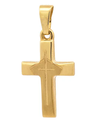 Gold Anhänger Kreuz massiv 585 - 14 Karat Gold - Eleganter Kettenanhänger aus 14 Karat Gelbgold, ideal für besondere Anlässe. Mit seinem zeitlosen Design ist er das perfekte Schmuckstück für jeden Stil.