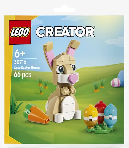 LEGO Putziger Osterhase - 30716 - Entdecken Sie den charmanten LEGO® Osterhasen! Mit beweglichen Ohren, 3 bunten Ostereiern und einer Karotte sorgt dieses Set für kreativen Spielspaß ab 6 Jahren.