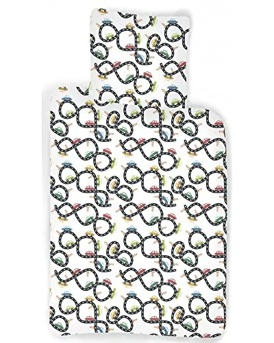 Autos Baby-Bettwäsche-Set Bettbezug 100x135 cm + Kopfkissenbezug 40x60cm Klein-Kinderbettwäsche, Baumwolle