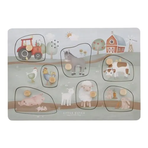 Little Dutch 7140 FSC Holz Greifpuzzle mit Geräuschen Bauernhof - Little Farm