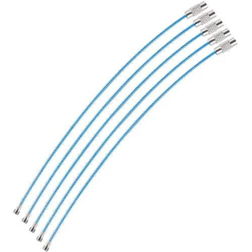 webbomb® 5x Schlüsselringe aus Drahtseil 1,5x 150mm Edelstahl Gepäckanhänger mit PVC Ummantelung & Drehverschluss multifunktionale Drahtringe Schlüsselanhänger Schlüssel Organizer (Blau)