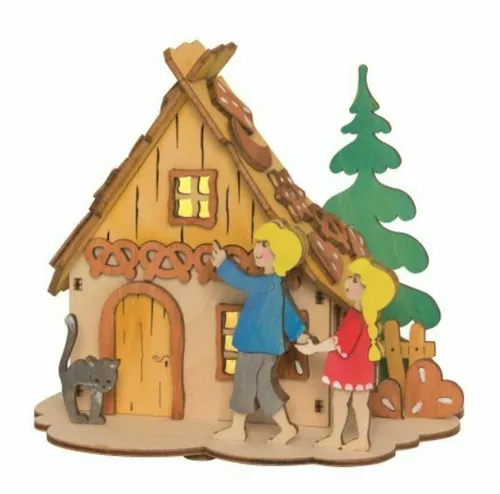 Bastelset Teelichthalter Hänsel und Gretel - Kreatives Bastelset für alle Altersgruppen, inspiriert vom Märchen Hänsel und Gretel, ideal für stimmungsvolle Tischdekoration im Innenbereich.