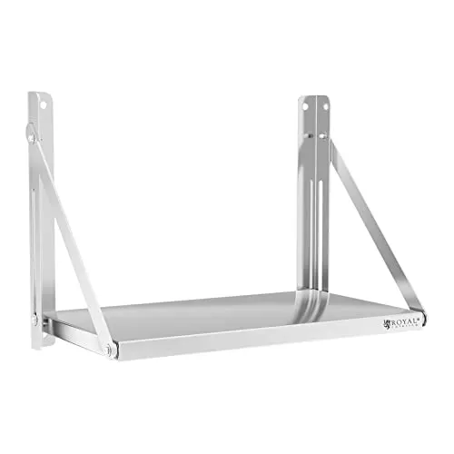 Royal Catering Klappbares Hängeregal 60 x 30 cm - Hängeregal aus Edelstahl, klappbar und belastbar bis 40 kg. Ideal für platzsparende Aufbewahrung in Küchen, Restaurants oder Food Trucks.