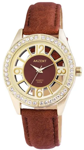 AKZENT Quarzuhr SS8004000016 Akzent Damenuhr mit Lederimitationsarmband