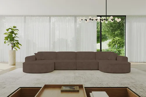 ALTDECOR Ecksofa MARI-U2 - U-Form in Braun 388x171x79,5 cm - Ecksofa in U-Form, bietet hohen Sitz- und Liegekomfort mit hochwertiger Polsterung. Ideal für stilvolle Wohnzimmer und gemütliche Abende mit Familie und Freunden.