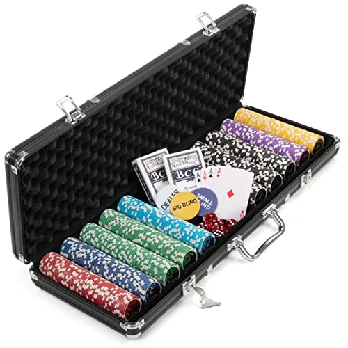 Nexos Trading Pokerkoffer schwarz - Komplettset mit 500 Laser Pokerchips - Pokerset mit 500 hochwertigen 11g Pokerchips und umfangreichem Zubehör. Der edle Aluminiumkoffer sorgt für optimalen Schutz und einfache Aufbewahrung.