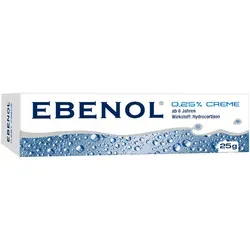 Ebenol 0.25% Creme - 25 G - Arzneimittel zur Linderung von leicht ausgeprägten entzündlichen Hauterkrankungen mit Hydrocortison, geeignet für Erwachsene und Kinder ab 6 Jahren.