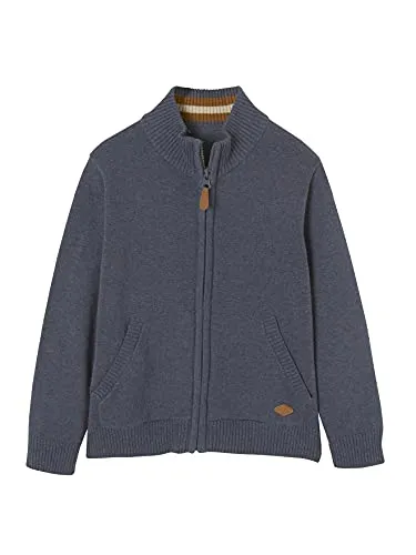 Vertbaudet Jungen Cardigan, Stehkragen blau meliert 86