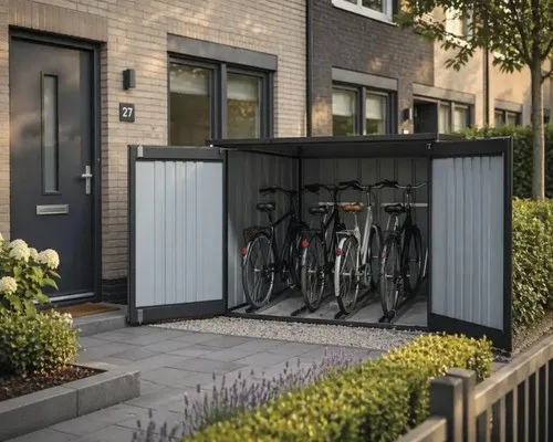 Fahrradgarage Konsta für 4 Fahrräder Metall 217 x 226 x 166 cm schwarz