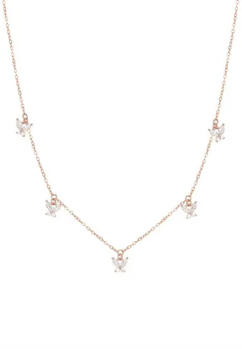 Hey Happiness Kette mit Anhänger Schmetterling Kristall, Kette Silber 925 Damen, Zirkonia Halskette 18K Roségold Gold vergoldet, Brautschmuck
