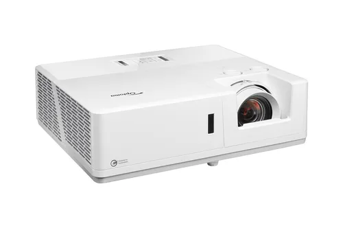 Optoma ZK708T Laser Projektor - 4K UHD, 7000 ANSI Lumen - Beamer für Unternehmen mit hoher Helligkeit und 4K UHD-Auflösung. Ideal für große Räume, bietet er HDR-Kompatibilität und eine umweltfreundliche Bauweise aus recyceltem Kunststoff.