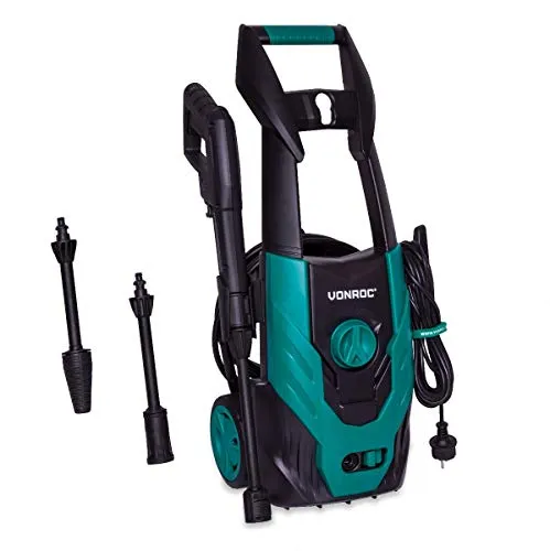VONROC Hochdruckreiniger 110bar - Fassadenreiniger für einfache Reinigungsarbeiten [1400W] - Durchfluss [390 l/h], Reinigungstank, Aluminium Pumpe - inkl. Zubehör-Kit