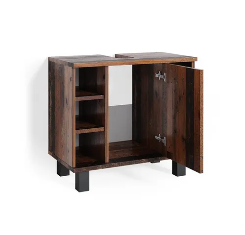 Vicco Waschbeckenunterschrank Fynn, Antikholz, 60x54 cm - Waschbeckenunterschrank in Antikholz-Optik, bietet viel Stauraum mit einem geschlossenen Fach und ist ideal für jedes Badezimmer.