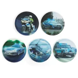 Ergobag Kletties 5-teilig Polizei Set - Bunt, individuell gestaltbare Kletties für Schulranzen und Rucksäcke, inklusive Klettposter zur Aufbewahrung