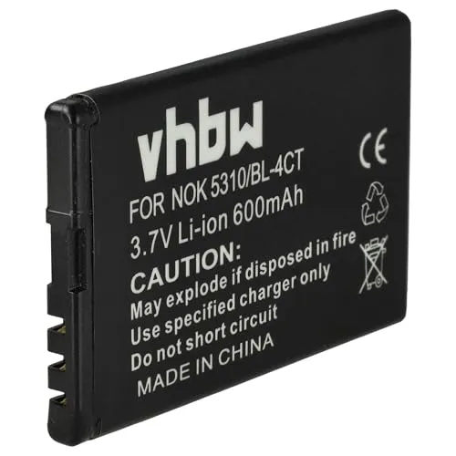vhbw Akku kompatibel mit Nokia 6700 Slide, 7310 Supernova, 7210 Supernova, X3 Handy Smartphone Telefon (600 mAh, 3,7 V, Li-Ion)