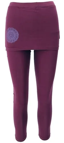 GURU SHOP Yoga-Hose mit Minirock, Leggings Bio BW Yogi - Bordeaux, Damen, Size:M - Bequeme, elastische Yogahose mit integriertem Minirock aus hochwertiger Bio-Baumwolle. Ideal für den Alltag und Yoga, sorgt für ein angenehmes Tragegefühl und Bewegungsfreiheit.
