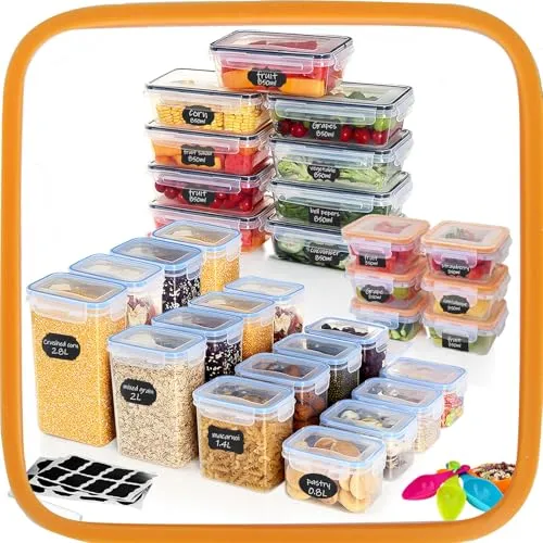 Ordeluxe 31-teiliges Vorratsdosen Set BPA-frei, luftdichte frischhaltedosen mit deckel, stapelbare aufbewahrungsbox Küche für lebensmittelaufbewahrung & meal prep