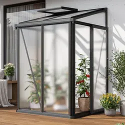 GFP Gewächshaus Anlehngewächshaus Flora 22 anthrazit - Robustes Anlehngewächshaus mit 16 mm starken Doppelstegplatten. Ideal für den ganzjährigen Einsatz und optimalen Schutz Ihrer Pflanzen. Die korrosionsbeständige Aluminium-Konstruktion sorgt für Langlebigkeit und Stabilität.