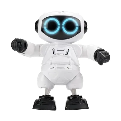 YCOO 88587 ROBO Beats by Silverlit, Tanzender Roboter, Ton-und Lichteffekten, berühre seinen Kopf und er beginnt zu tanzen, 18,5 cm, weiß, ab 3 Jahren