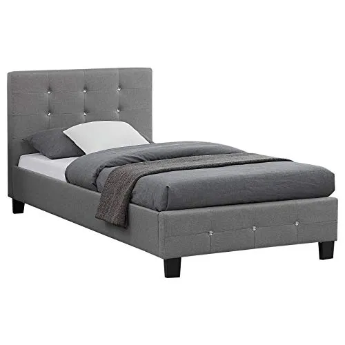 CARO-Möbel Polsterbett Delaware 90 x 200 cm - Stylisches Einzelbett mit Strasssteinen, inklusive Lattenrost. Ideal für Jugendzimmer, bietet Komfort und Eleganz.