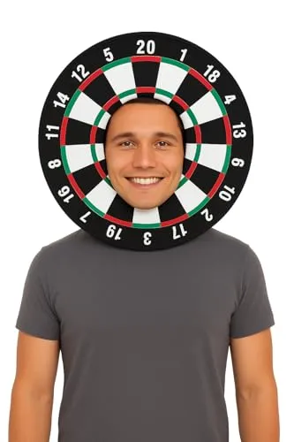 HENBRANDT Dartscheiben-Hut für Erwachsene, 43 cm, Bullseye-Thema, Sport-Fan, Dartscheibe, Halloween-Kostüm, Cosplay, Junggesellenabschied, Kopfbedeckung, Uni, Kostümzubehör für Männer und Frauen