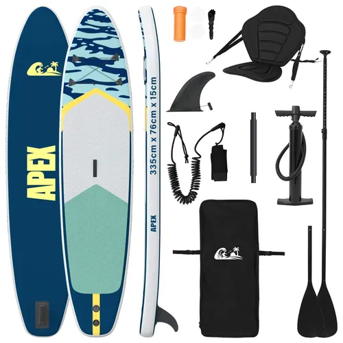 vidaXL SUP Board mit Sitz 2-in-1 APEX 335 x 76 x 15 cm Blau
