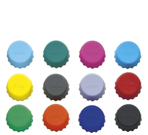 cilio Kronkorken SALUTE, 12-teilig, Flaschenverschluss-Set aus Silikon, Für Kronkorkenflaschen, Insektenschutz für Limonade- und Bierflaschen, Ø 3 cm