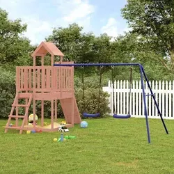 vidaXL Spielturm aus massivem Douglasienholz - Erlebe grenzenlosen Spielspaß im eigenen Garten! Dieser stabile Spielturm aus Douglasienholz bietet eine Kletterwand, Schaukeln und eine Plattform für aufregende Abenteuer. Ideal für Kinder von 3-8 Jahren.
