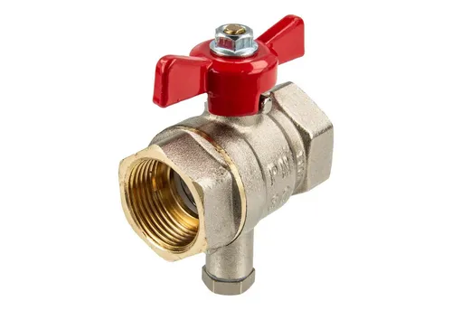 tecuro Kugelhahn mit Messfühleranschluss M10 x 1 mm, IG x IG, Flügelgriff