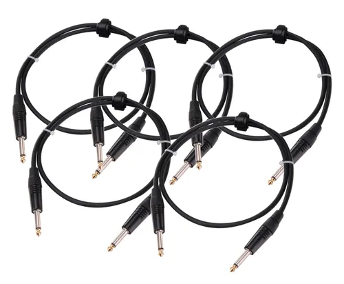 Pronomic Stage INST-0,5 Instrumentenkabel Klinke 0,5m - 5er Set - HiFi-Kabel für professionelle Anwendungen, ideal für Gitarren und Effektgeräte, mit hochwertigen Steckern und Schirmung, 0,5 m lang, im praktischen 5er Spar-Set.