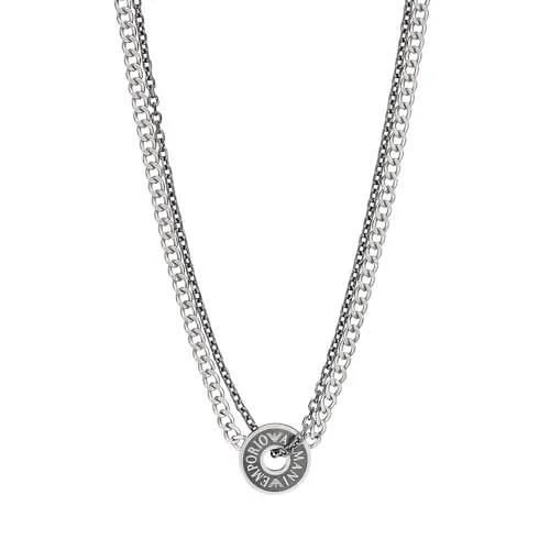 EMPORIO ARMANI Herren-Halskette aus silbernem Edelstahl, EGS3093040 - Ketten für Herren, elegante Halskette aus hochwertigem Edelstahl mit Karabinerverschluss – perfekt für stilbewusste Männer.