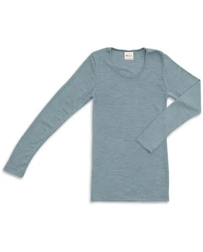 Engel Natur Damen Unterhemd Langarm, Wolle & Seide - Unterhemden für Damen, wärmendes Shirt aus 70% bio Wolle und 30% Seide, ideal für kalte Tage und vielseitig einsetzbar, GOTS zertifiziert.