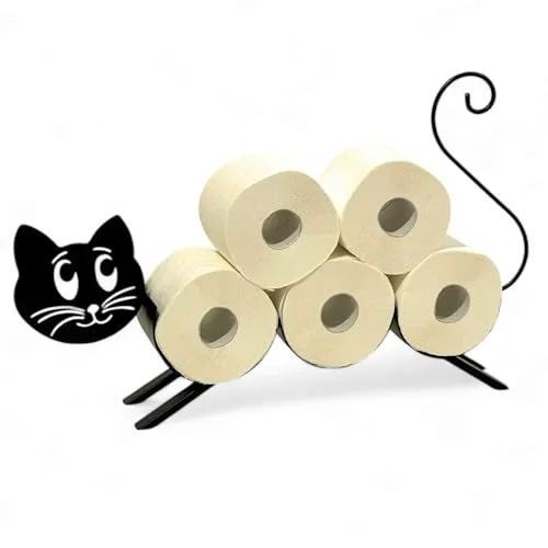 DanDiBo Toilettenpapierhalter Stehend Katze - Freistehender Toilettenpapierhalter in Schwarz, Höhe 36 cm, verleiht Ihrem WC einen charmanten Akzent mit Katzenmotiv.