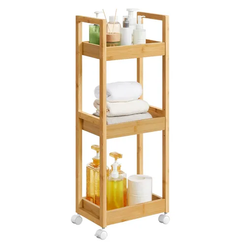 SONGMICS Rollwagen Badregal aus Bambus von SONGMICS