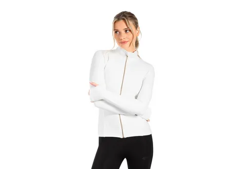 Smilodox Trainingsjacke Kenna Gold, Figurbetonte Sportjacke mit 3D Rubber Print - Stylische Trainingsjacke mit femininen Teilungsnähten, die die Taille betonen. Der Stehkragen und der goldene Reißverschluss sorgen für einen sportlich-eleganten Look – perfekt für Training und Freizeit.