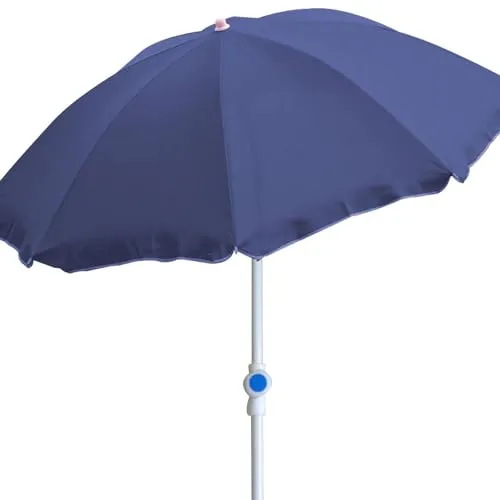 Mojawo Strandschirm Sonnenschirm Strand Schirm Sonnenschutz Gartenschirm Sonnenschutz knickbar Polyester Ø2m UV 30+ Schutz, Farben:Blau