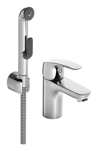 Hansa HANSAPINTO Waschtisch-Einhand-Einlochbatterie - Bad- & Duscharmaturen mit Funktionsbrause, schnelle Montage dank 3S-Installationssystem und eigensicher gegen Rückfließen für mehr Sicherheit im Haushalt.