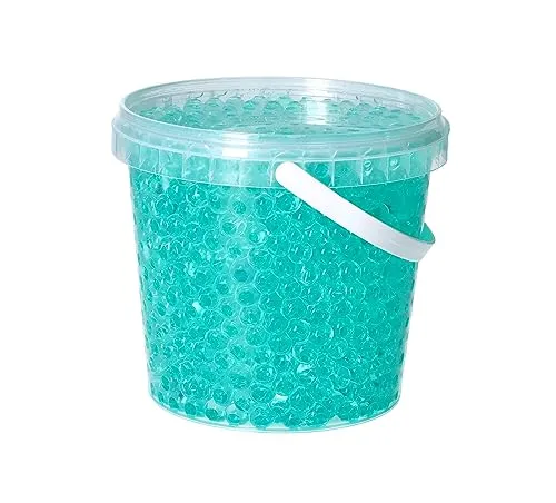 trendfinding 1 Liter Eimer aus Kunststoff mit Deckel Deko Hydro Wasser Perlen Kugeln künstliche Blumenerde Aquaperls Aqualinos zum Dekorieren Ø 0,8 bis 1,2 cm (Meergrün_SM)