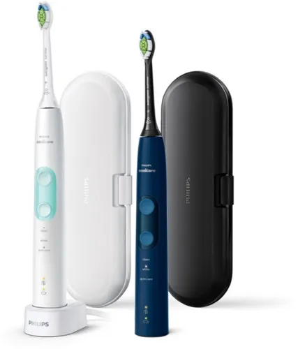 Philips Sonicare ProtectiveClean 5100 - 2er-Pack elektrische Schallzahnbürsten mit 3 Putzmodi, Drucksensor und Timer für optimale Mundgesundheit