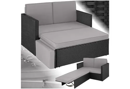 tectake Loungeset Rattan Lounge 2-tlg - UV-beständig und pflegeleicht - Gartenmöbel Set aus hochwertigem, UV-beständigem Polyrattan in modernem schwarz-grau. Perfekt für entspannte Stunden im Freien und einfach zu reinigen.